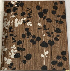 Decowall Crown 4406-02 Duvar Kağıdı Koyu Kahve Simli Yaprak Desenli