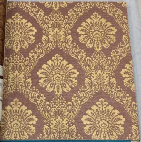 Decowall Lamos 6604-03 Duvar Kağıdı Kırmızı Simli Damask Desen Gold