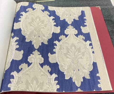 Som Livia 65347-6 Duvar Kağıdı Mavi Damask Desen