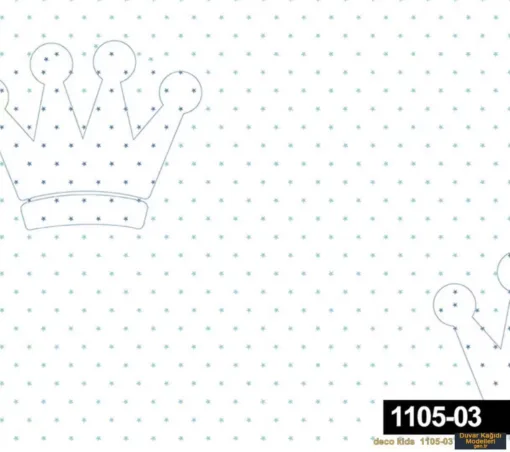 DecoWall Deco Kids 1105-03 Duvar Kağıdı Beyaz Taç Desenli
