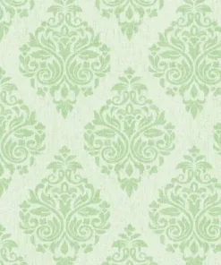 Ankawall Four Seasons 437057 Açık Yeşil Damask Duvar Kağıdı