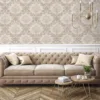 Duka Secret Palace DK.21161-1 Duvar Kağıdı Açık Bej Damask Desen