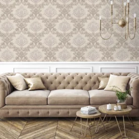 Duka Secret Palace DK.21161-1 Duvar Kağıdı Açık Bej Damask Desen