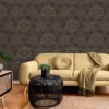 Duka Secret Palace DK.21250-4 Duvar Kağıdı Koyu Kahve Simli Damask