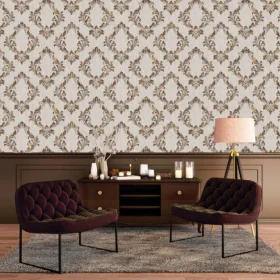 Duka Secret Palace DK.21351-3 Duvar Kağıdı Kahverengi Damask Desen