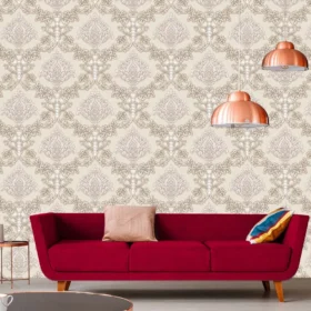 Duka Secret Palace DK.T21161-1 Duvar Kağıdı Açık Bej Damask Desen