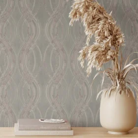 Som Linas 44130-4 Duvar Kağıdı Açık Gri Geometrik Desenli