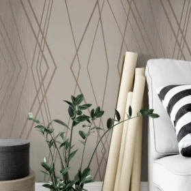 Som Linas 44670-2 Duvar Kağıdı Kahverengi Geometrik Desenli