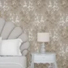 Ankawall Luna 582260 Açık Kahve Çiçek Desenli Duvar Kağıdı