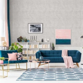 Duka Natura DK.22630-1 Duvar Kağıdı Gri Hasır Desenli Beyaz