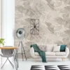 Duka Natura DK.22860-1 Duvar Kağıdı Bej Yaprak Desenli Krem
