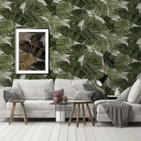 Duka Natura DK.22860-4 Duvar Kağıdı Yeşil Yaprak Desenli