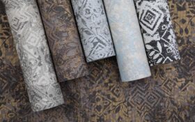 Som Mira 43417-1 Duvar Kağıdı Siyah Yaprak Desenli Eskitme