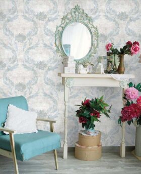 Ravena Contempo 572211-2 Duvar Kağıdı Açık Mavi Damask Desen Gold