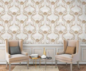 Ravena Contempo 572211-3 Duvar Kağıdı Krem Damask Desen Gold