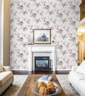 Ravena Contempo 572951-5 Duvar Kağıdı Pembe Çiçek Desenli Bej