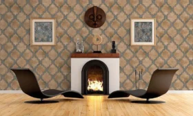 Ravena Contempo 572961-5 Duvar Kağıdı Kahverengi Geometrik Desenli Mavi