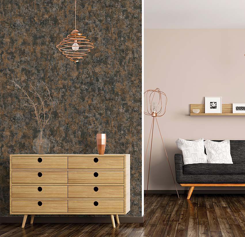 Koyu Kahve Eskitme Desenli Duvar Kağıdı Contempo 5729638