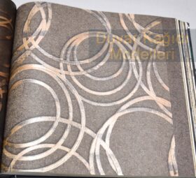 AdaWall Anka 1614-4 Duvar Kağıdı Koyu Kahve Geometrik Halka