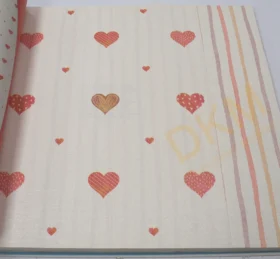 AdaWall Ada Kids 8905-1 Duvar Kağıdı Beyaz Simli Kalp Desenli