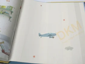 AdaWall Ada Kids 8907-1 Duvar Kağıdı Beyaz Uçak Desenli