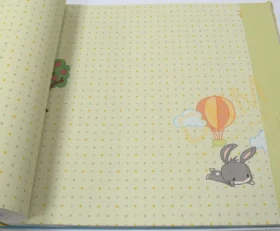 AdaWall Ada Kids 8939-2 Duvar Kağıdı Yeşil Puantiyeli Çizgi Karakterli