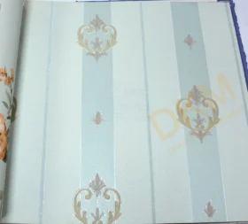 AdaWall Seven 7804-2 Duvar Kağıdı Açık Mavi Damask Desen Çizgili