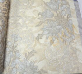 AdaWall Seven 7805-1 Duvar Kağıdı Beyaz Simli Çiçek Desenli