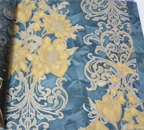 AdaWall Seven 7805-4 Duvar Kağıdı Koyu Yeşil Simli Çiçek Desenli