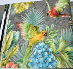 AdaWall Tropicano 9905-4 Duvar Kağıdı Gri Yaprak Desenli Tropikal