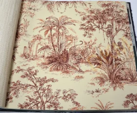 AdaWall Tropicano 9909-4 Duvar Kağıdı Kırmızı Ağaç Desenli Tropikal