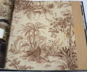 AdaWall Tropicano 9909-5 Duvar Kağıdı Kahverengi Ağaç Desenli Tropikal