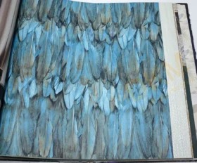 AdaWall Tropicano 9913-3 Duvar Kağıdı Mavi Kuş Tüyü Desen