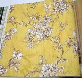 AdaWall Tropicano 9914-4 Sarı çiçek desenli duvar kağıdı