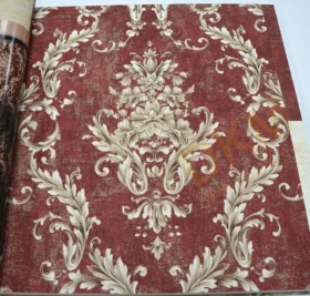 Decowall Retro 5001-02 Duvar Kağıdı Bordo Damask Desen