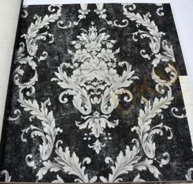 Decowall Retro 5001-05 Duvar Kağıdı Siyah Damask Desen