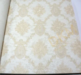 Decowall Royal Port 8804-01 Duvar Kağıdı Krem Simli Damask Desen