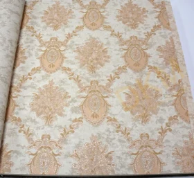 Decowall Royal Port 8804-06 Duvar Kağıdı Koyu Krem Simli Damask Desen