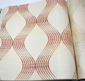 Decowall Royal Port 8807-02 Duvar Kağıdı Kırmızı Simli Geometrik Desenli