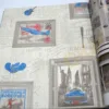 Decowall Royal Port 8816-02 Duvar Kağıdı Bej Simli Pop Art Desenli Mavi