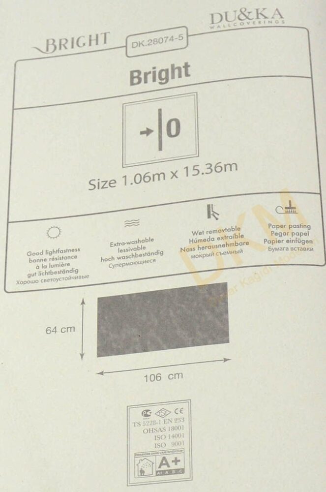 16m² Duka Majestic Bright 28074-5 Düz beton Simli Duvar Kağıdı 16m²