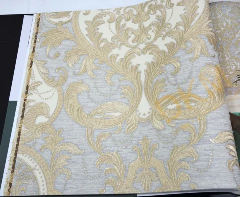 AdaWall Ephes 1002-2 Damask büyük, Simli Duvar Kağıdı 10m²