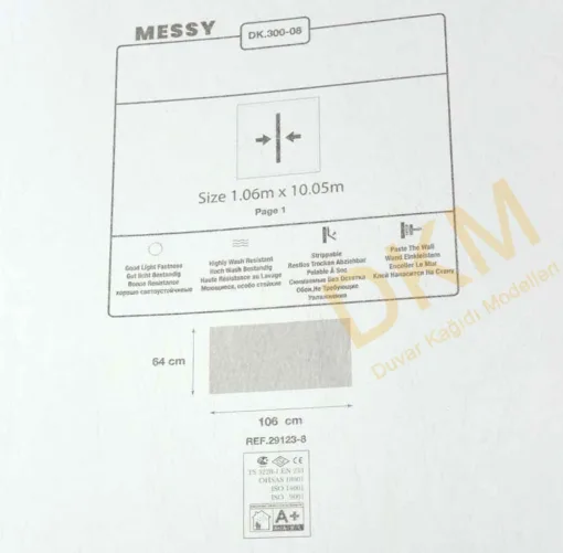 Duka Messy Dk.300-08 Düz parlak Duvar Kağıdı 10m² - Görsel 3