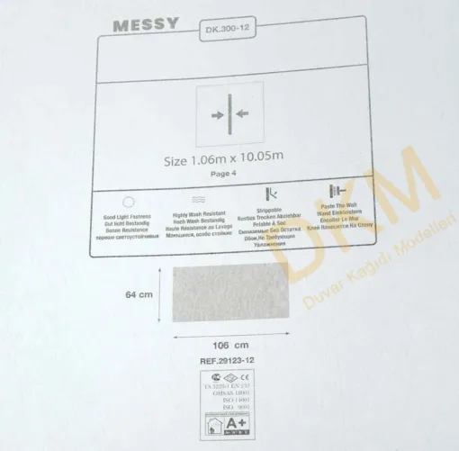 Duka Messy Dk.300-12 Düz parlak Duvar Kağıdı 10m² - Görsel 3