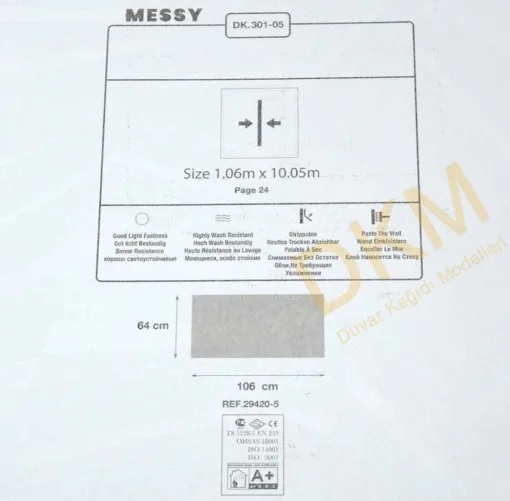 Duka Messy Dk.301-05 Geometrik çizgiler Duvar Kağıdı 10m² - Görsel 3