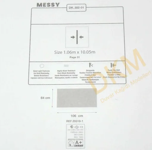 Duka Messy Dk.302-01 Düz beton Duvar Kağıdı 10m² - Görsel 3