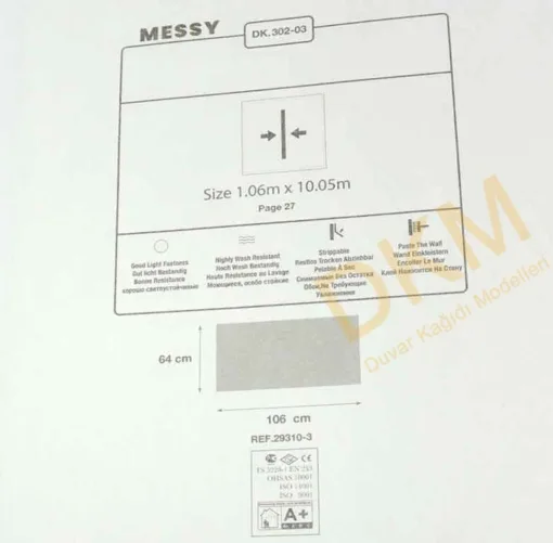 Duka Messy Dk.302-03 Düz beton Duvar Kağıdı 10m² - Görsel 3