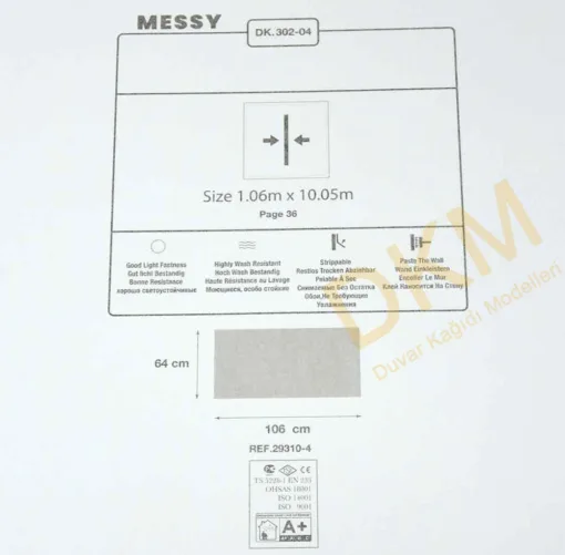 Duka Messy Dk.302-04 Düz beton Duvar Kağıdı 10m² - Görsel 3