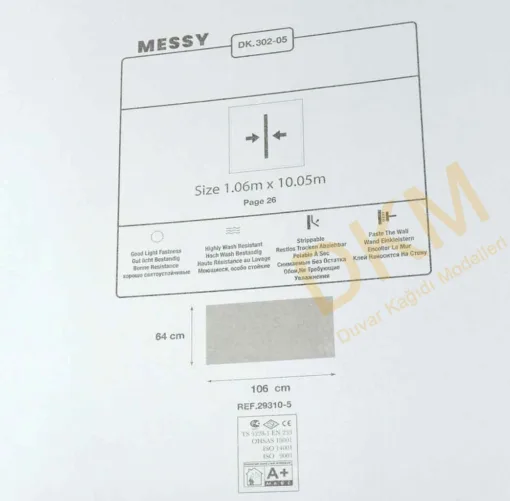 Duka Messy Dk.302-05 Düz beton Duvar Kağıdı 10m² - Görsel 3