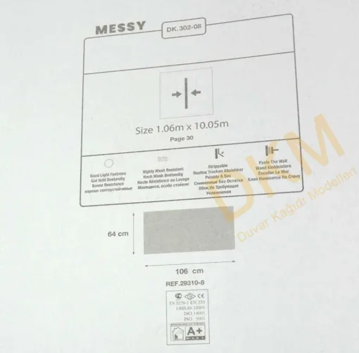 Duka Messy Dk.302-08 Düz beton Duvar Kağıdı 10m² - Görsel 3